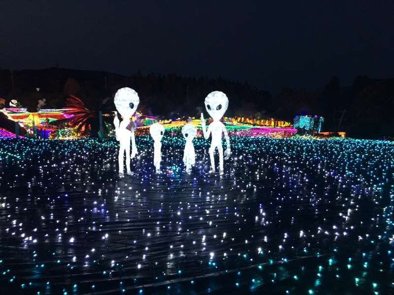 Tokyo Private Tour - WHO are they?  Are they aliens?
They are illuminations at Grunpal Park in
Shizuoka.!