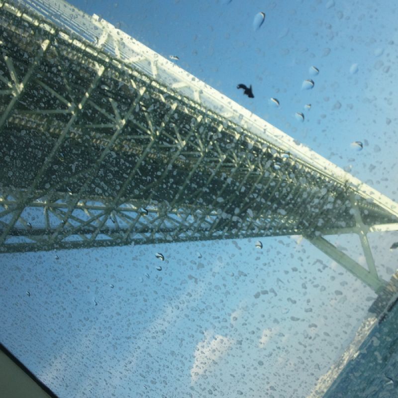 Hyogo Private Tour - This photo was taken under the Akashi Bridge. After this bridge was opened, many people cross the Akashi strait by veicle.

But getting on board ship is very good. We can feel wind and ocean.