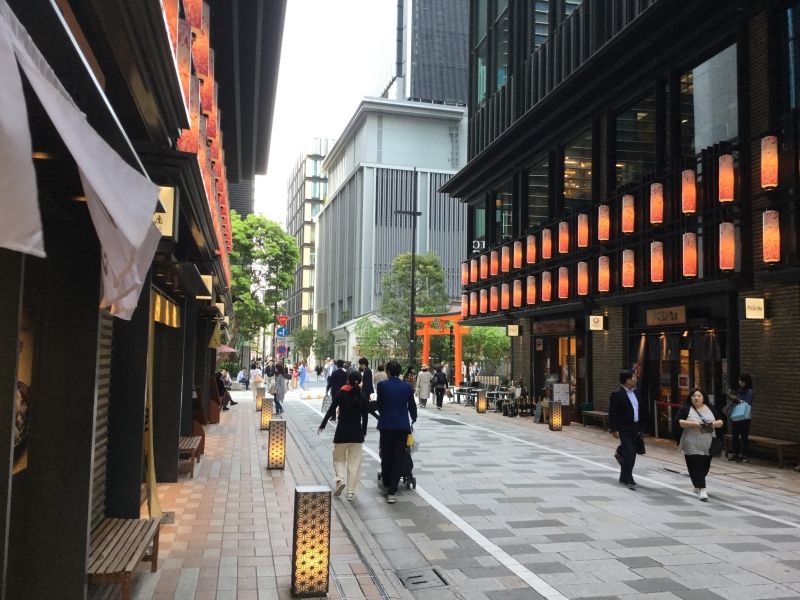 Chiba Private Tour - A street between contemporary buildings has traditional Edo-taste