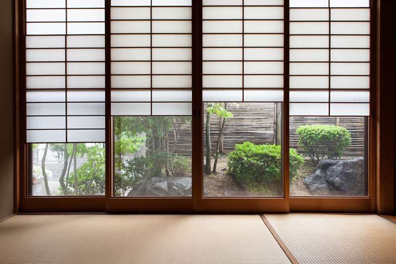 Kyoto Private Tour - Yukimi-shoji  ( Snow-viewing paper sliding doors )    On a snowy day the snow-covered garden can be seen through the glass windows.  