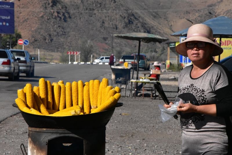 Bishkek Private Tour - En route from Bishkek to Issyk-Kul people can see boiled corn.