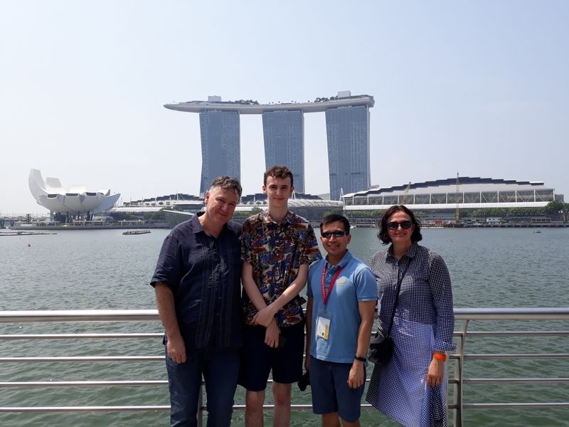 Singapore Private Tour - A photo moment with my British guests with the iconic Marina Bay Sands as backdrop 