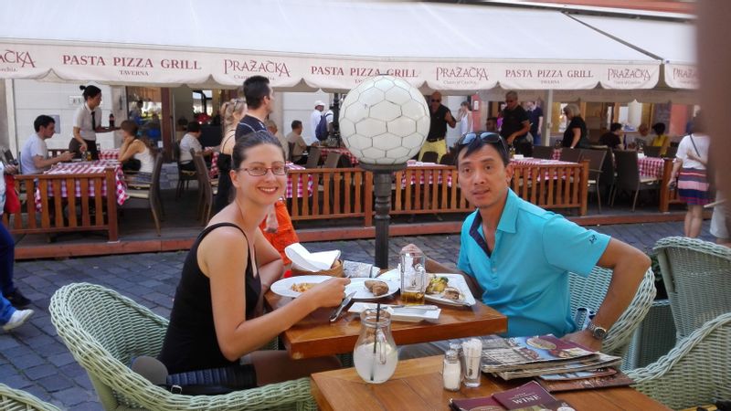 Prague Private Tour - Having lunch after a general sightseeing tour in Prague, near Old Town square