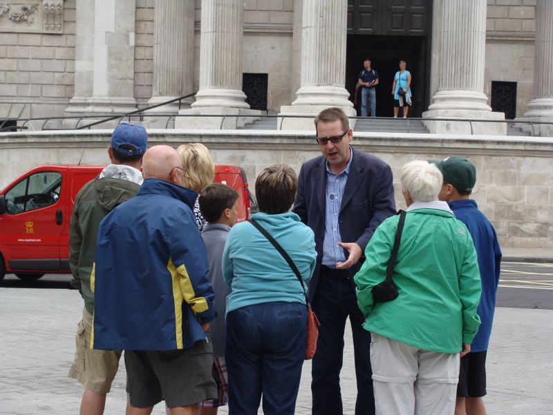 London Private Tour - Sean guiding a family group outside St Paul's Cathedral  