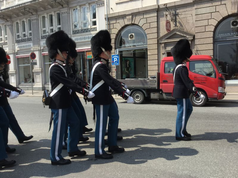 Copenhagen Private Tour - Royal Guard marching in the town