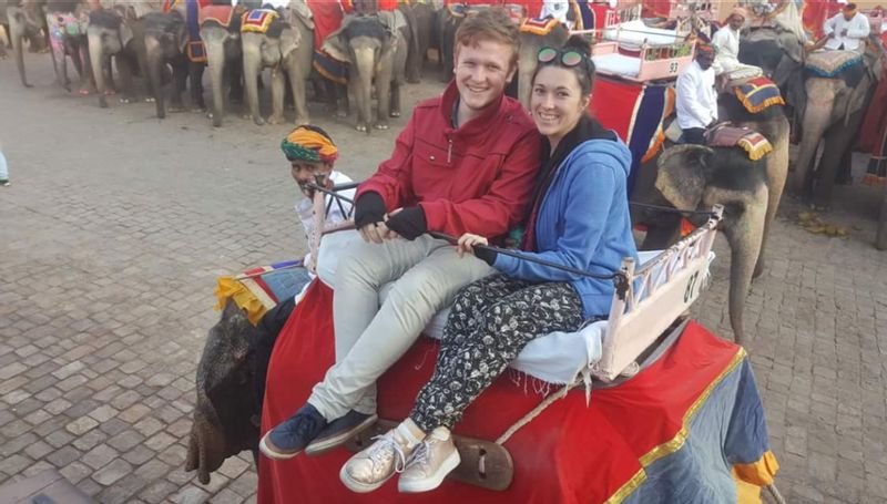 Delhi Private Tour - my valued guests enjoying elephant ride, Jaipur
