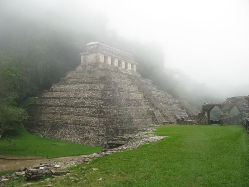 Cancun Private Tour - Palenque in the fog.