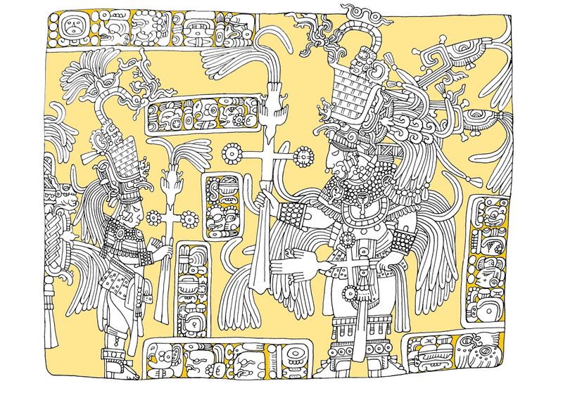 Cancun Private Tour - My drawing of a Maya lintel. Let´s read some Maya hieroglyphs!