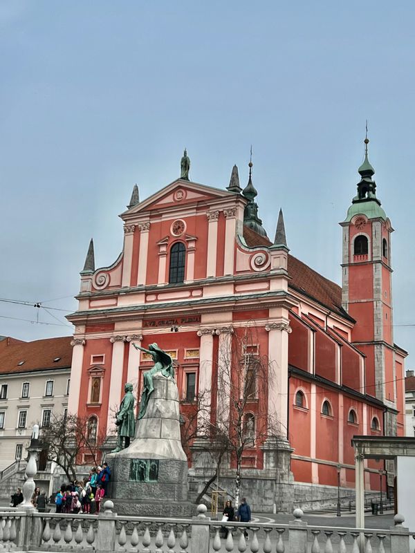 Ljubljana Private Tour - Prešeren Square with the Franciscan Church