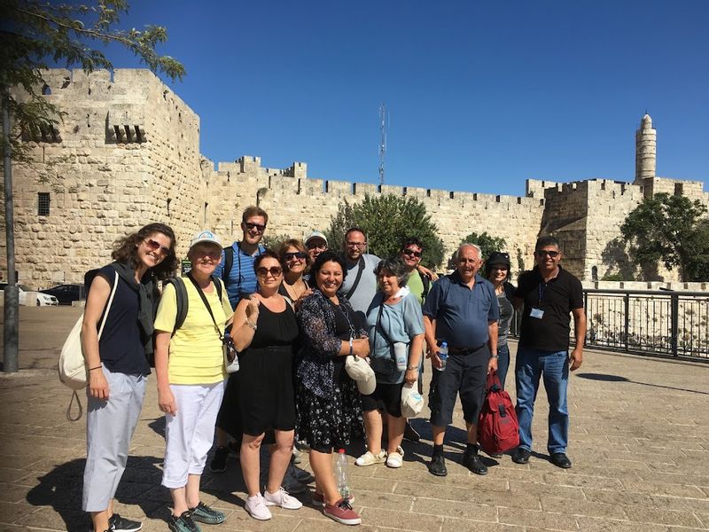 Jerusalem Private Tour - with a group in front of Jaffa gate at old city of Jerusalem 