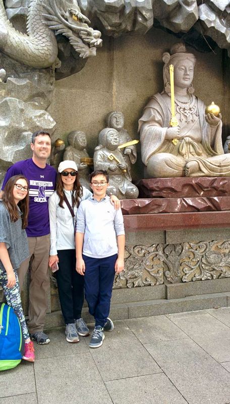 Kanagawa Private Tour - In front of a big relief of a sea goddess and a dragon at Enoshima Shrine