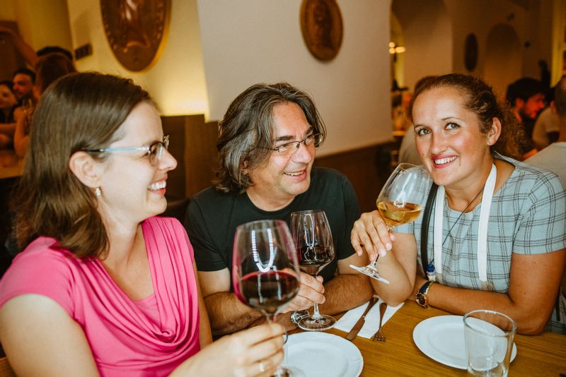 Prague Private Tour - Guests enjoying a wine tasting on our Old Town Food Tour