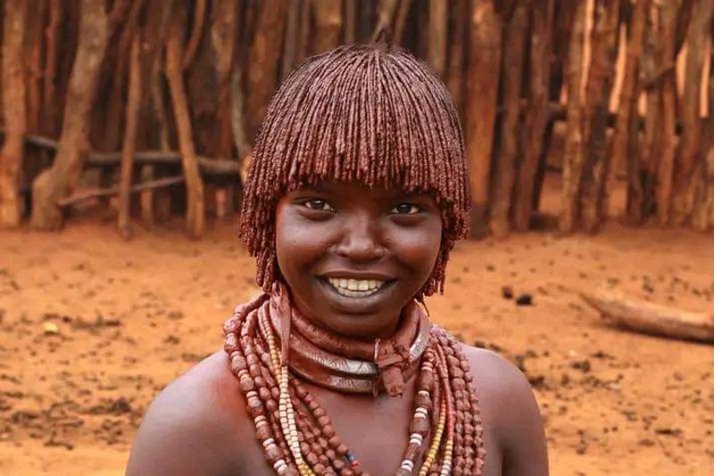 Addis Ababa Private Tour - Hamer woman with her beads and curly hair