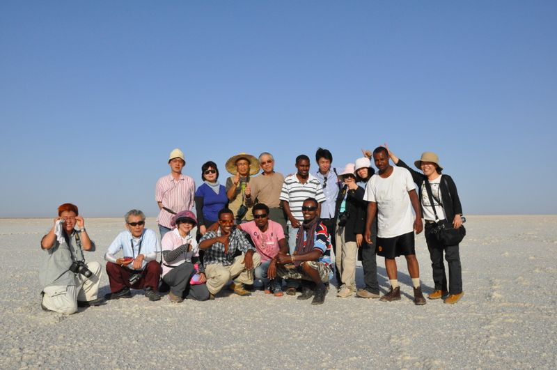 Addis Ababa Private Tour - Group photo at salt field in Danakil depression 