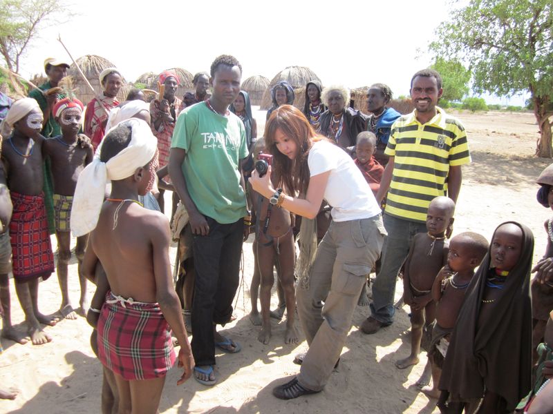 Addis Ababa Private Tour - Japanese girl with Omo valley tribes