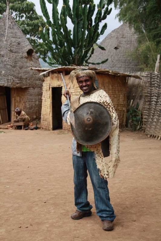 Addis Ababa Private Tour - Me with warrior's costumes in Dorze village/Arbaminch 