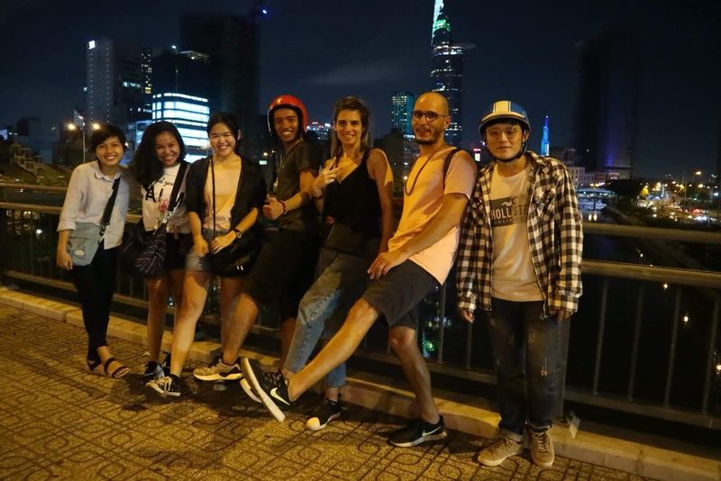 Ho Chi Minh Private Tour - over the bridge at night in the food tour