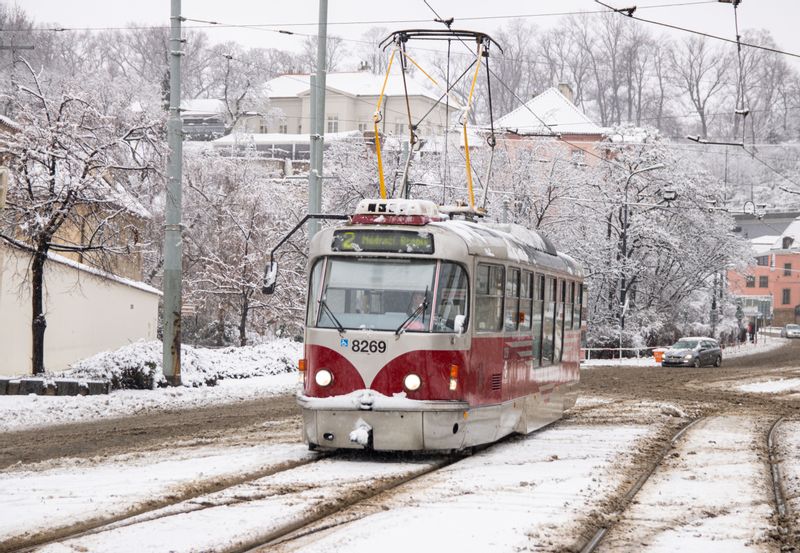 Prague Private Tour - red tram in Prague