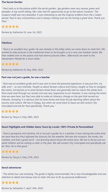 Seoul Private Tour - 5 star rating guest review 1