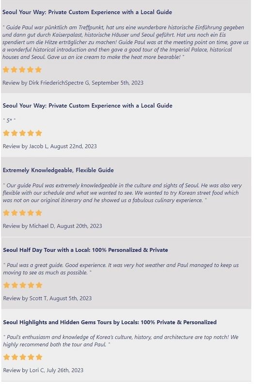 Seoul Private Tour - 5 star rating guest review 3