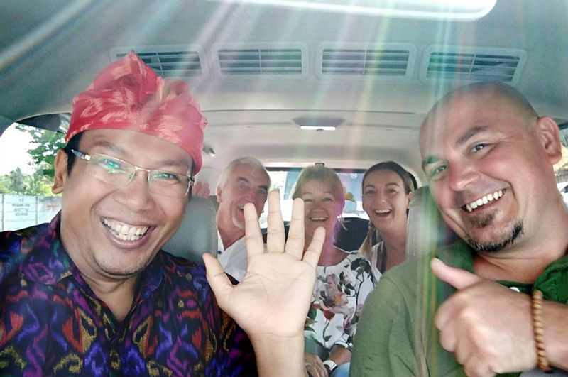 Bali Private Tour - Happy Guest In the Van with Happy Guest