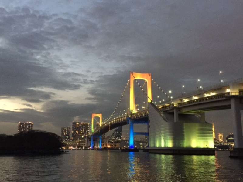 Kanagawa Private Tour - Tokyo bay bridge after sunset. Breathtaking wonderful views from seaside. One hour cruise from Odaida leads to Asakusa along Sumida river.