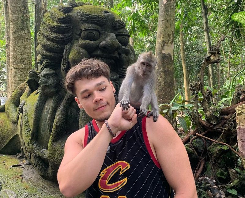 Bali Private Tour - Selfie with a monkey at monkey forest