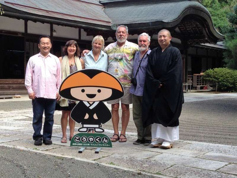 Osaka Private Tour - At a Temple on Mt. Koya with guests from Australia