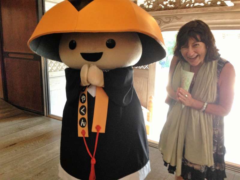 Osaka Private Tour - My Australian guest with Koya-kun, the Mascot Character of Mt. Koya