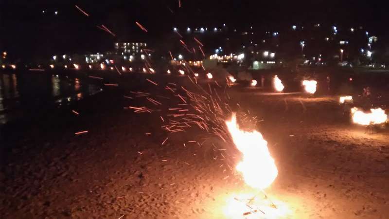 Shizuoka Private Tour - Bonfires at Taga Bay on obon day in Aug.