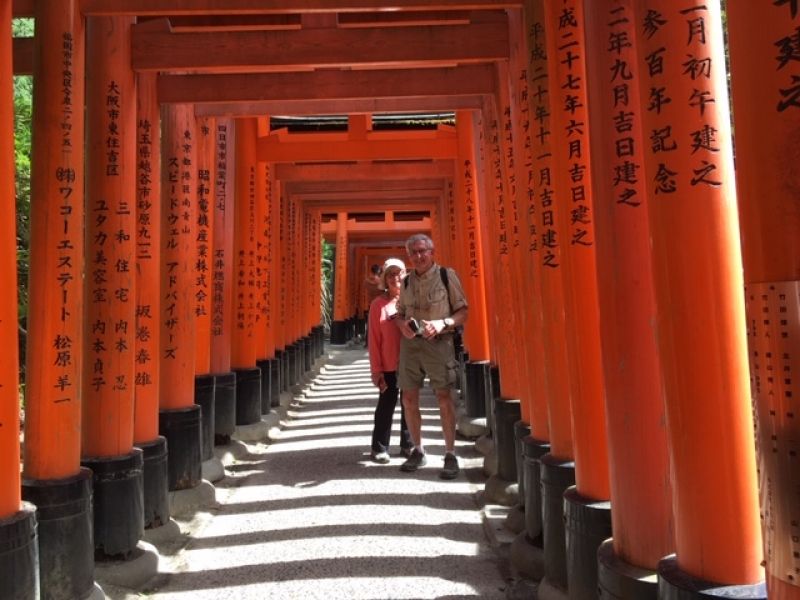 Kobe Private Tour - Lovely couple with Torii shrine gates at Kyoto's Fushimi Inari Shrine which is dedicated to the god of "business prosperity" and "dreams-come-true."