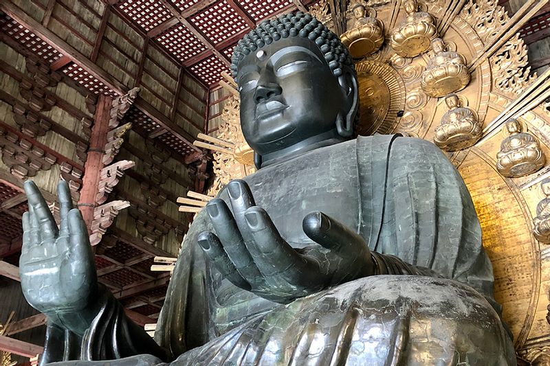 Nara Private Tour - In Todai-ji temple there is a big Buddha statue. It is the biggest bronze Vairocana-Buddha statue in the world. The height is about 15 meters which is 10 times of Buddha height.