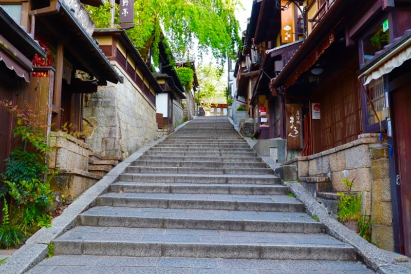 Kyoto Private Tour - The main approach to the Kiyomizu-dera Temple which has various types of Japanese-style restaurants, Chinaware factory, Japanese inns, and other temples.,