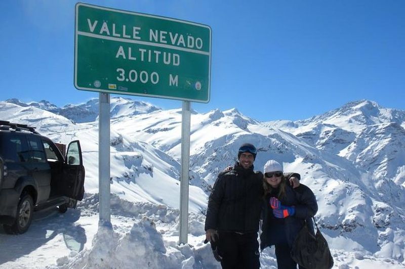 Santiago Private Tour - Happy clients at Valle Nevado at 9800 feet of altitud. 