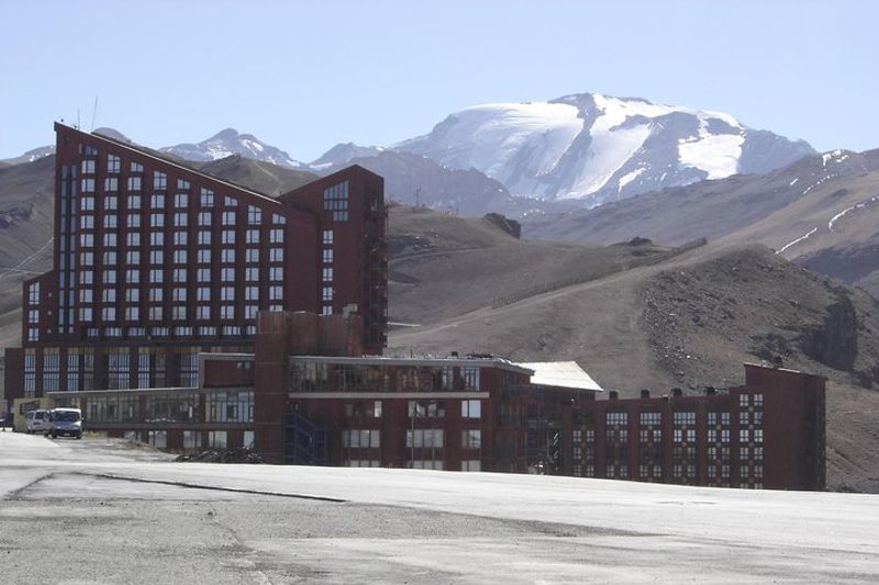 Santiago Private Tour - Valle Nevado Ski resort with "El Plomo" mountain in the back.