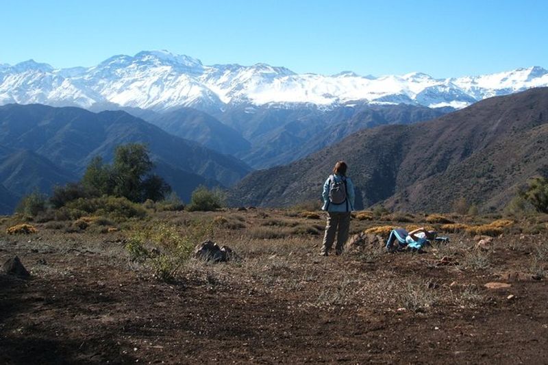 Santiago Private Tour - A rest stop of our hike with the amazing views of the Andes!