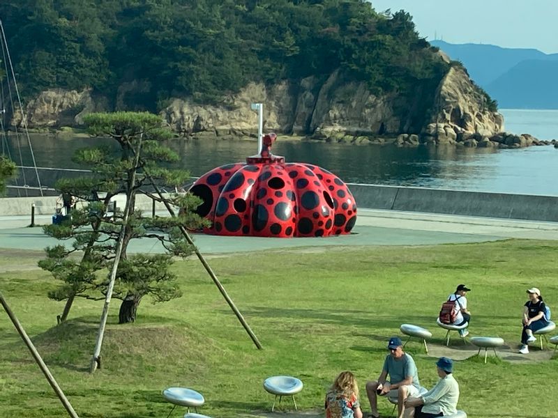 Kagawa Private Tour - Red pumpkin at Miyanoura Port