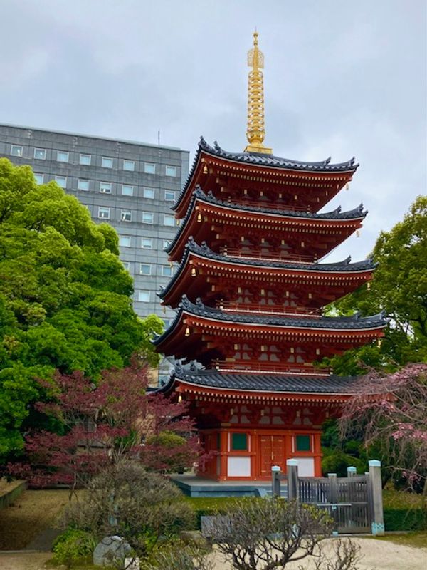 Fukuoka Private Tour - Five-story Pagoda in Tochoji Temple. It is 25.0 meters high and built with a traditional method of construction without using nails.