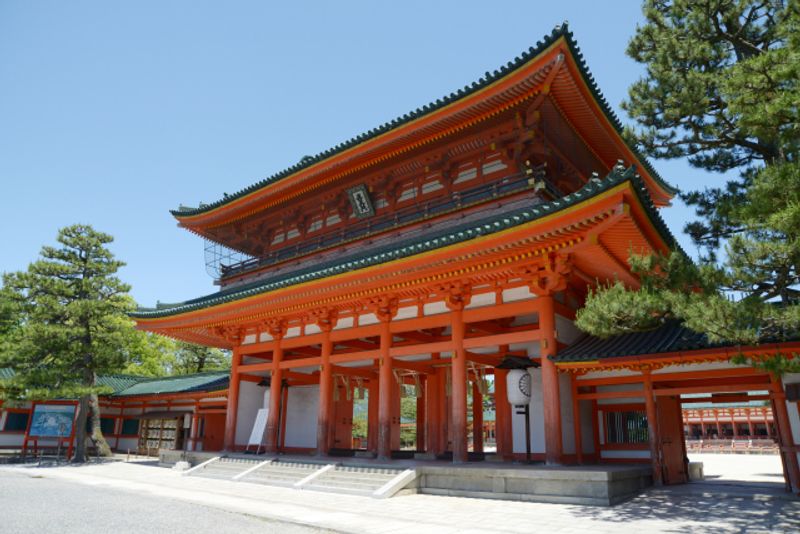 Kyoto Private Tour - This shrine, built in 1895 in commemoration of the transfer of Japan's capital from Nara to Kyoto, is famous for having the giant red torri gate on its approach and for hosting the Jidai (historical periods) festival held in October.