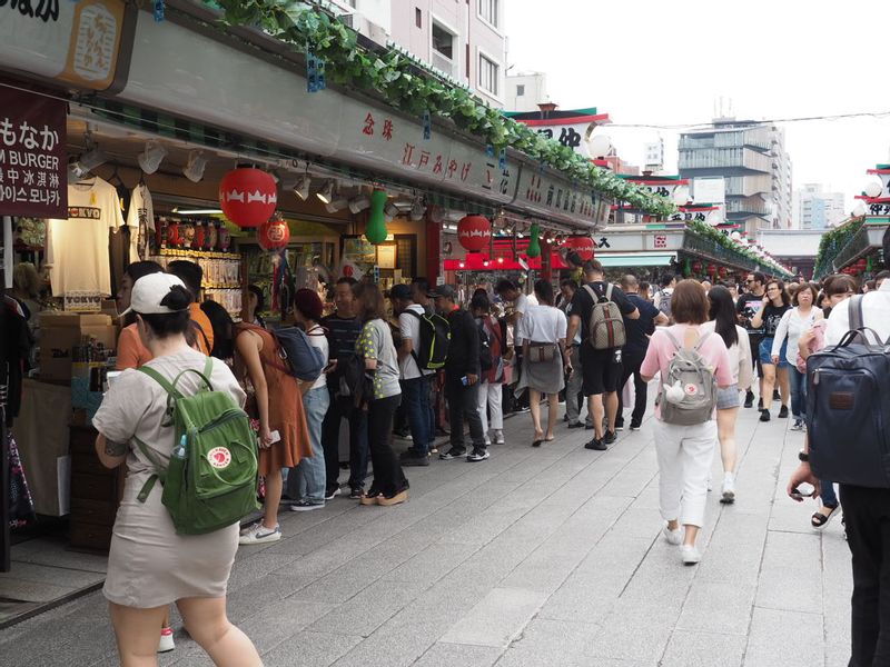 Tokyo Private Tour - Nakamise Shopping Street in the grounds of Senso-ji.  The street is lined with various shops selling souvenirs and food and always filled with visitors.