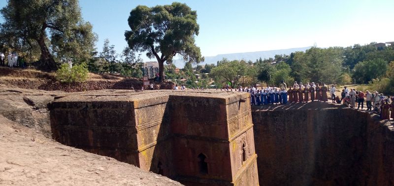 Addis Ababa Private Tour - One of the rock hewn churches of Lalibela/ the cruciform church of St. George.