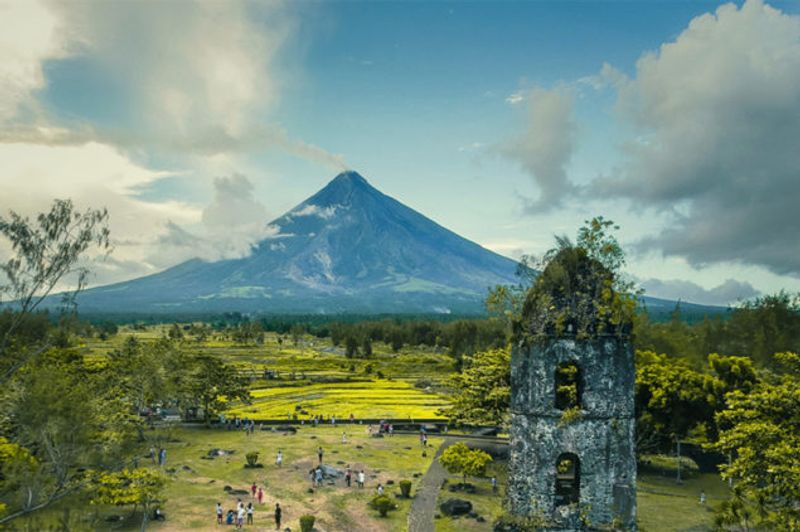 Manila Private Tour - Mount Mayon as viewed from the destroyed church.