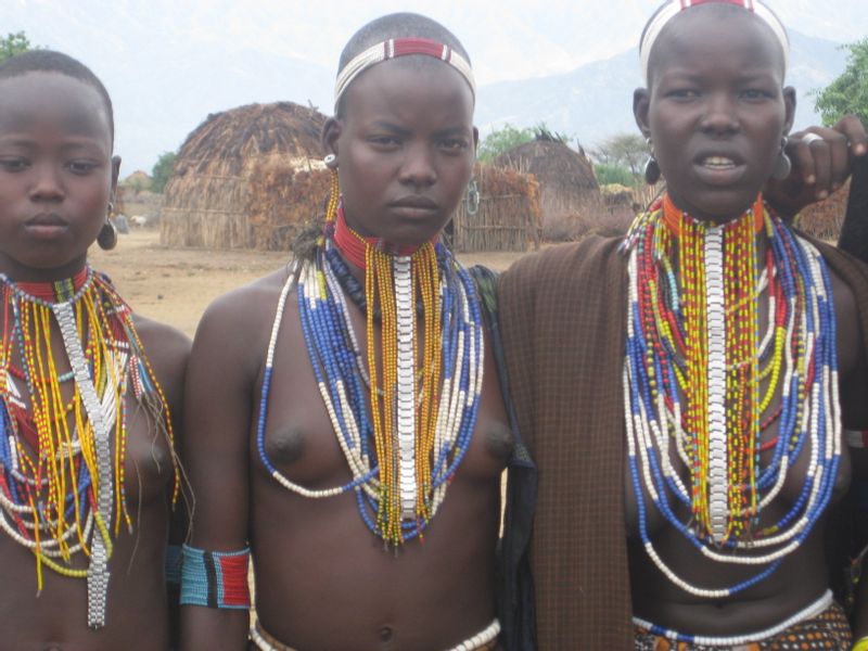 Addis Ababa Private Tour - Young Erbore girls with their beads.