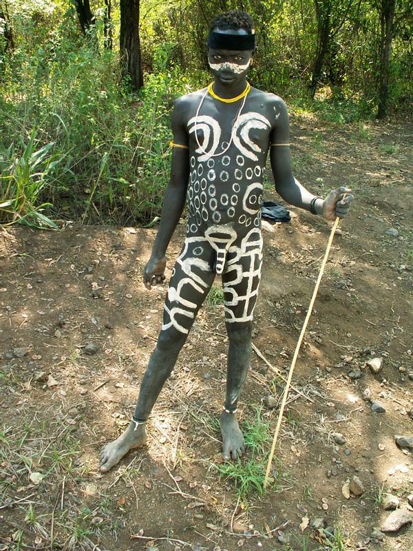 Addis Ababa Private Tour - The mursi boy with body painting /Omo valley