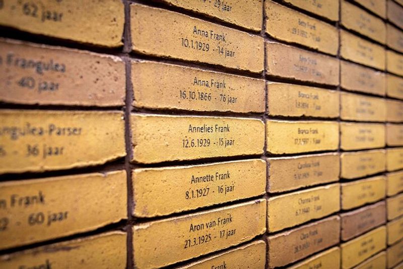 Amsterdam Private Tour - Brick with (beside other victims) Anne Frank's name at Holocaust Name Memorial