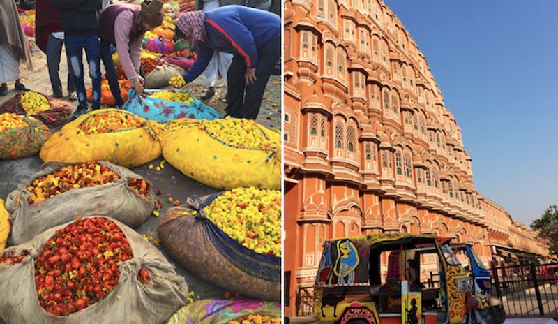 Jaipur Private Tour - flower market and Hawa Mahal 