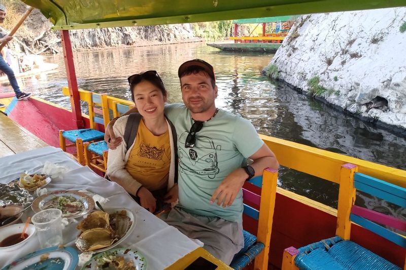 Mexico City Private Tour - On a traditional 'trajinera' boat in Xochimilco