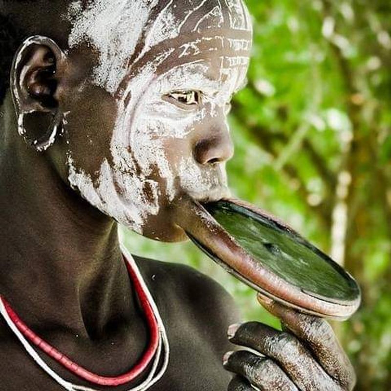 Addis Ababa Private Tour - Young Suri girl with her lip plate