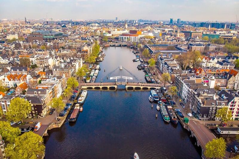 Amsterdam Private Tour - River Amstel and Skinny Bridge (in front) and Blue Bridge (behind)