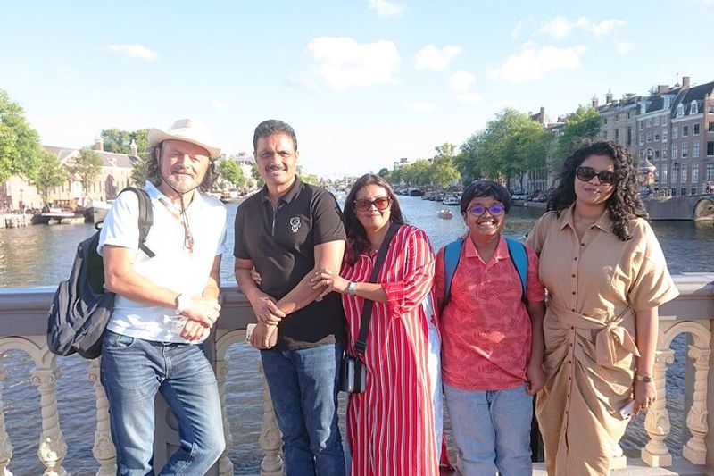 Amsterdam Private Tour - Group photo at Blue Bridge with Prabha (India) and her family 